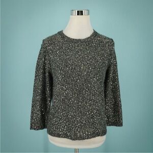 Jigsaw Sequin Crew Neck Long Sleeve Alpaca Wool Blend Knit Sweater